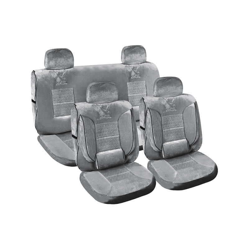 LF-81080 Gray Velour Seat Car Cover Set With Headrest